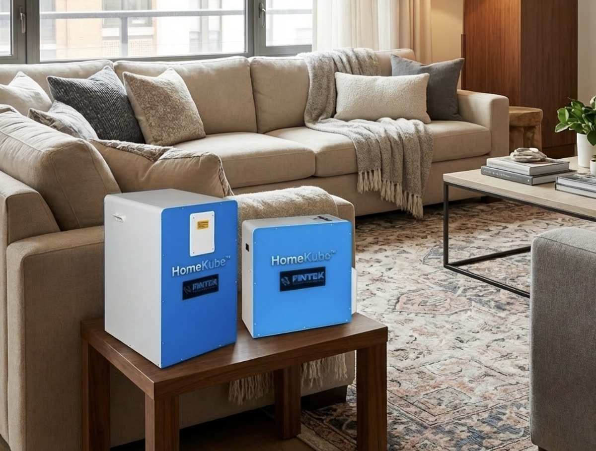 HomeKube water-condensed units in a luxury apartment living room