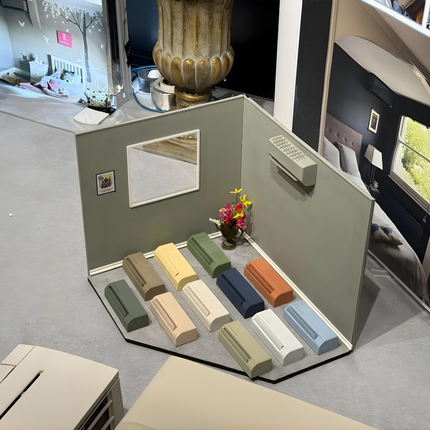 AC unit colour samples at the Ideal Home Show